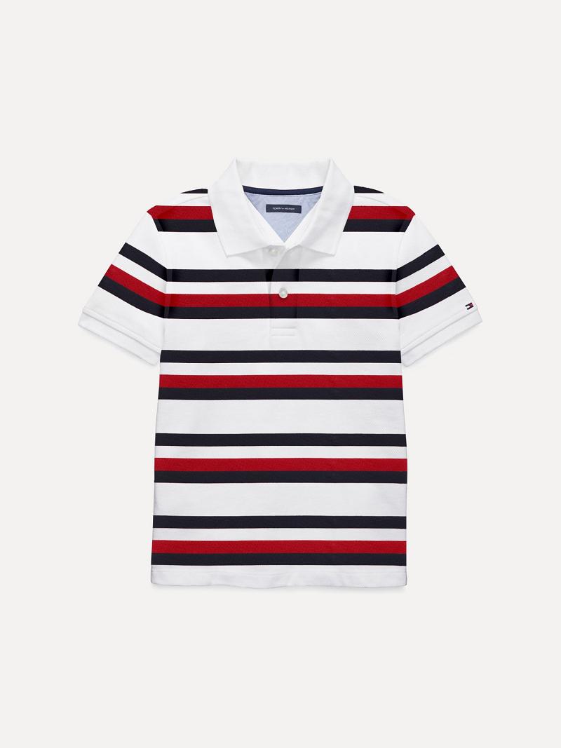 Fiú Tommy Hilfiger Big Signature Stripe Polos Fehér Színes | HU 2145JPQ